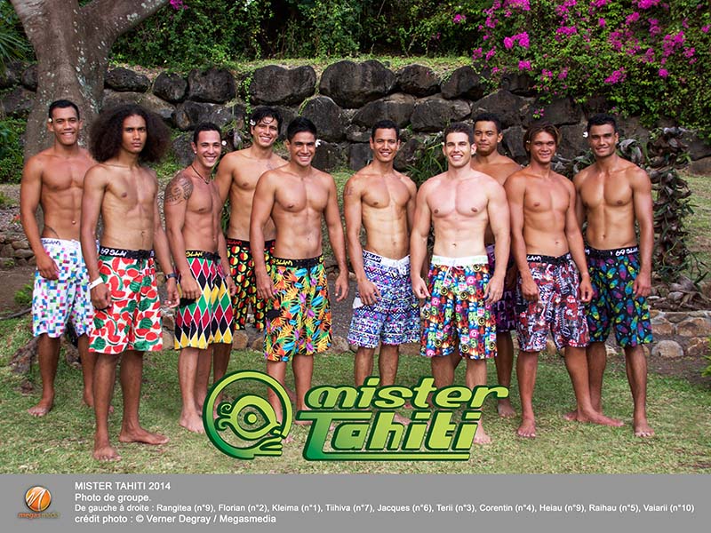 Les 10 prétendants au titre de Mister Tahiti 2014 ©Verner Degray/Megasmedia