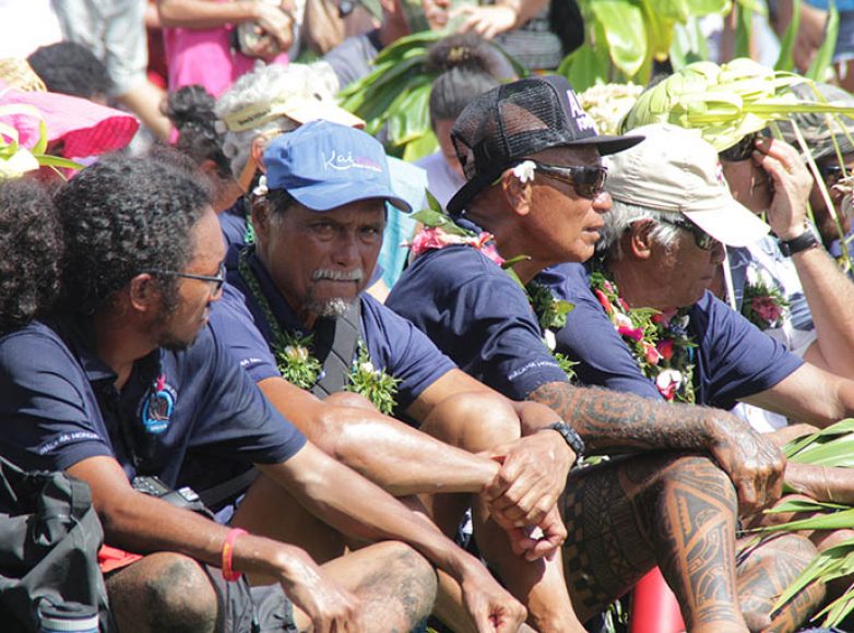 une partie des membres d’équipage de Hokule’a