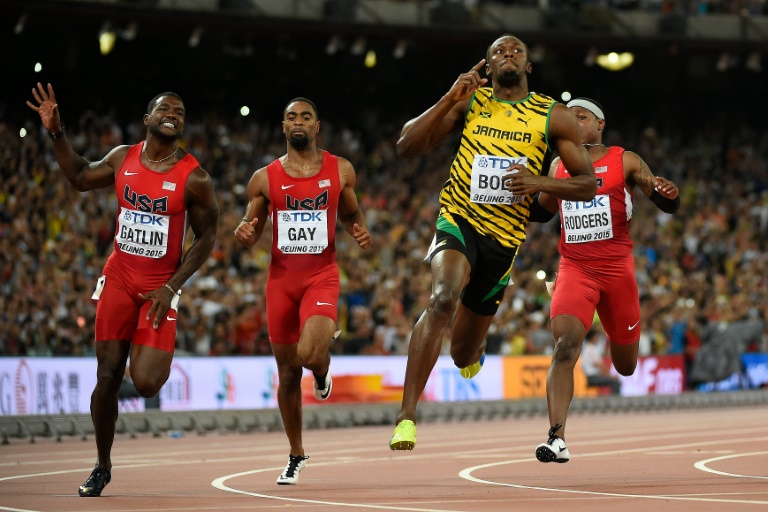 Usain Bolt après la finale de 100 m aux Mondiaux-2015, le 23 août 2015 à Pékin. © AFP