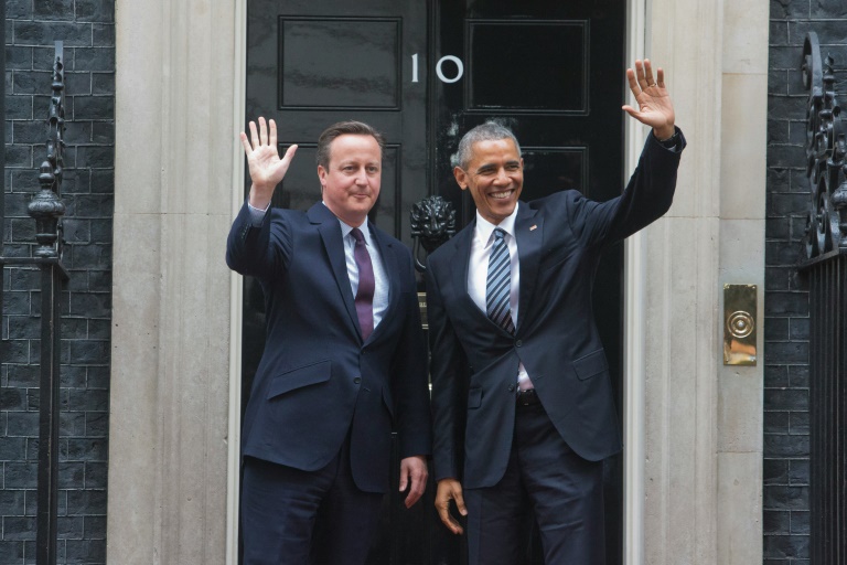 Le Premier ministre britannique, David Cameron (g), et le président américain, Barack Obama (d), à Londres le 22 avril 2016. © AFP
