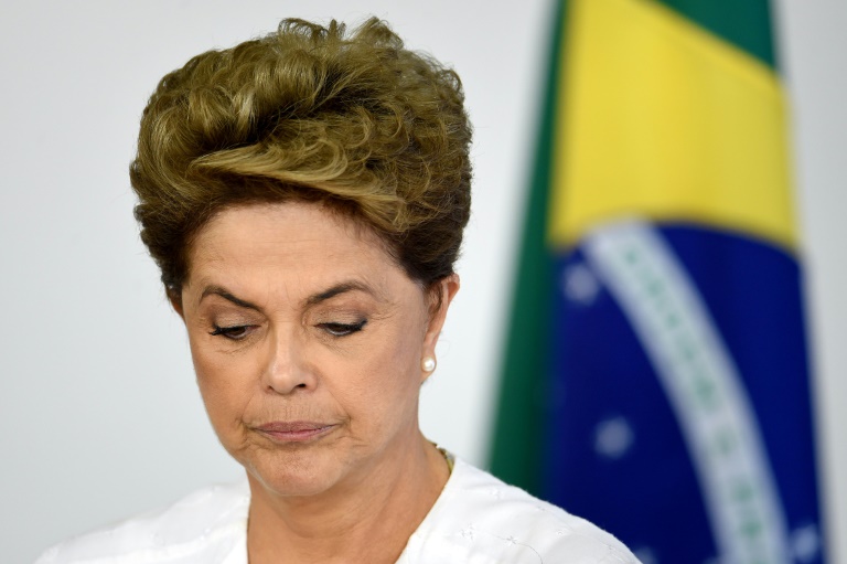 La présidente brésilienne Dilma Rousseff le 15 avril 2016 à Brasilia. © AFP