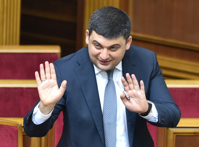 Volodymyr Groïsman après sa nomination comme Premier ministre le 14 avril 2016 au parlement à Kiev. © AFP