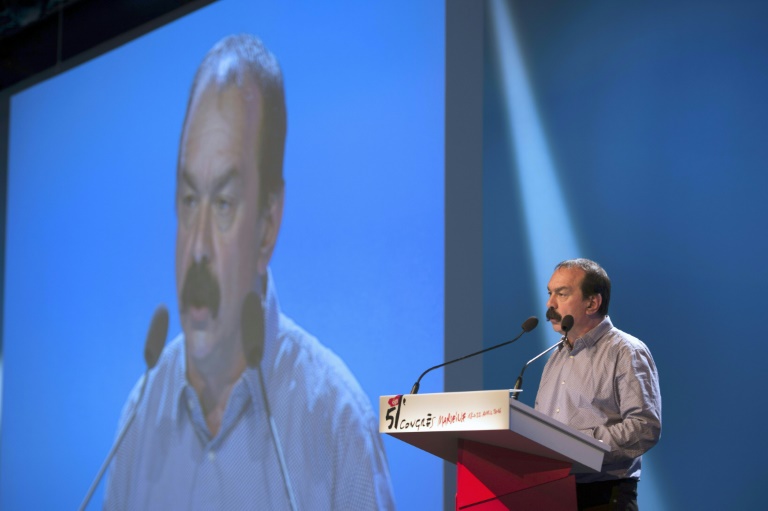 Le secrétaire général de la CGT, Philippe Marinez, lors du congrès de son syndicat à Marseille, le 18 avril 2016. © AFP