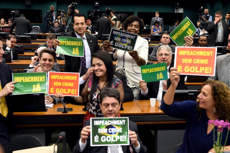 Vue de la commission parlementaire sur la destitution de la présidente de gauche Dilma Rousseff, à Brasilia le 11 avril 2016. © AFP