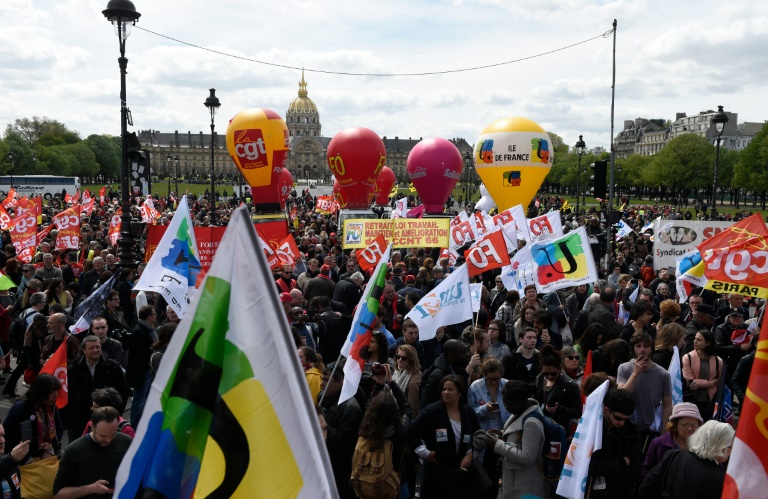 Manifestation contre la loi travail à Paris, le 3 mai 2016. © AFP